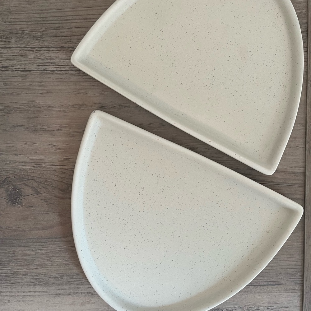Crate&Barrel Half Oval Ceramic Trays Jewelry Dish